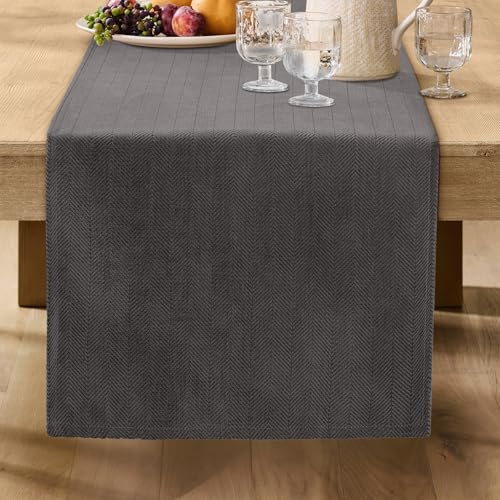 ZWJD Moderner Grau Tischläufer, Waschbar, Mit Elegantem Design, Weich und Luxuriös, Dekorativ für Wohnzimmer, Esstisch, Innendekoration,Küche, Urlaub & Party Dekor, 40x180 cm