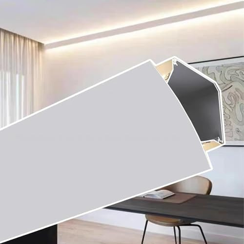 12 m Kronenleiste mit LED-Lichtk, weiße Aluminiumdecke/Wand, indirekte Beleuchtung, kommerzieller linearer Lichtdiffusor für Hotels und Theater, kein LED-Streifen im Lieferumfang enthalten