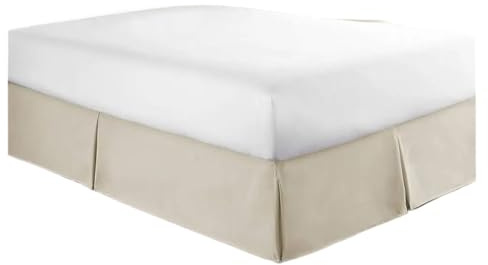 Cache Sommier Jupe de lit plissée Douce et Confortable avec Tissu résistant aux Plis à la décoloration - Literie 15 Pouces Hauteur (sans Plate-Forme)(Cream,160x 200 x 35 cm)
