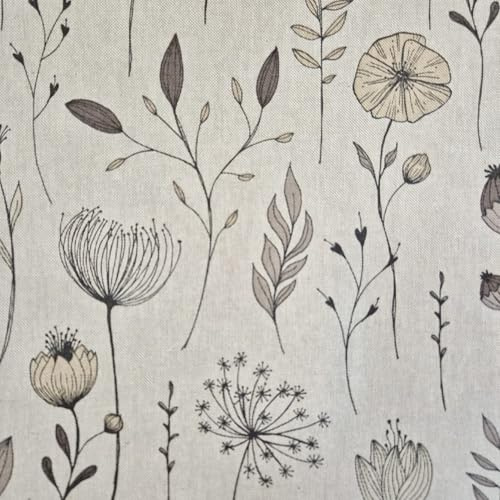 Stoff Meterware Fine Line Flowers Stoff – Scandi Blumen natur – Skandinavisches Design, blickdicht & stabil – Für Kissen, Vorhänge, Taschen & DIY Werthers Stoffe Landhaus Stil Neu