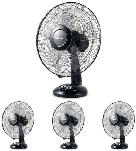 Ardes AR5S41 STYLE 41 Tischventilator 5 Klinge 40 cm 3 Geschwindigkeitsstufen Automatische Oszillation Details chrom, total Schaufel 40 cm Weiß (Packung mit 4)