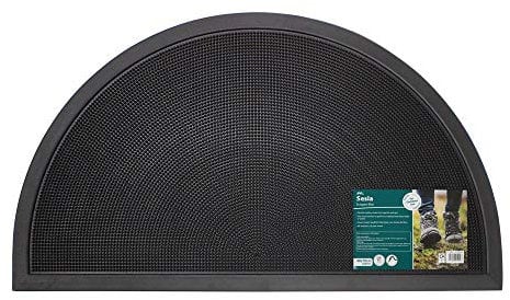 JVL Sesia Black Rubber Stud Half Moon Outdoor Scraper Door Mat, 40 x 70 cm