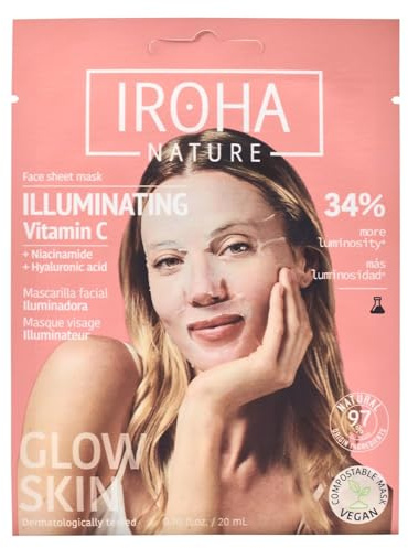 IROHA NATURE - Gesichtsmaske mit Vitamin C | 1 Stück | Vitamin C, 97 % natürliche Inhaltsstoffe, pflanzlich