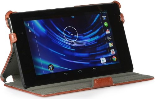 StilGut, UltraSlim Case V2 Compatible with Google Nexus 7 HD 2013-2nd generation with Stand-up function, cognac vintage