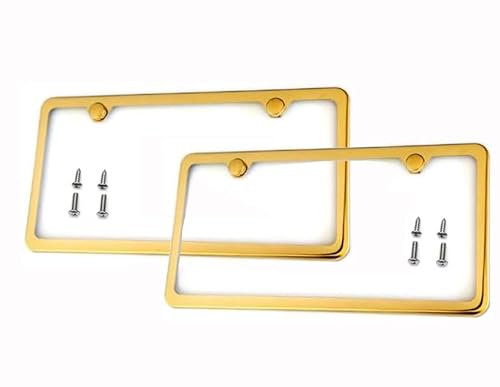 Titanium GOLD Slim Style Stainless Steel License Plate Frame