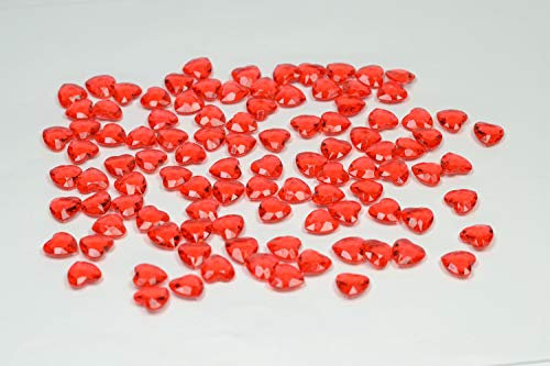 Creativery 100 Dekosteine Herzen 1,2 cm (rot 250) // Streudeko Tischdeko Kunststoffherzen Steine PVC Acryl 12mm
