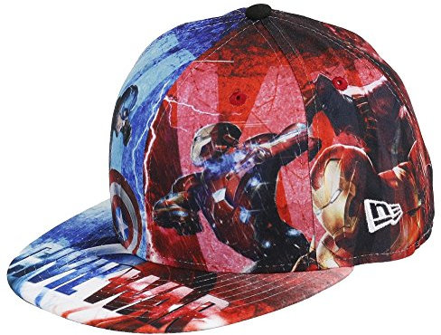 New Era Allover Civil War Captain America vs Iron Man 59Fifty Cap (7 , Blue Red)