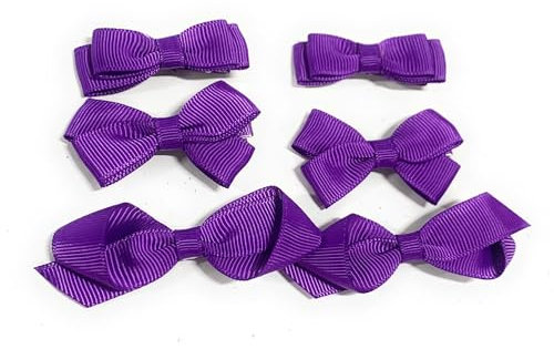 6 Clips (3 Pairs) School Bows Girls Small Hair Grosgrain Ribbon Hair Accessories Uniform (Purple)