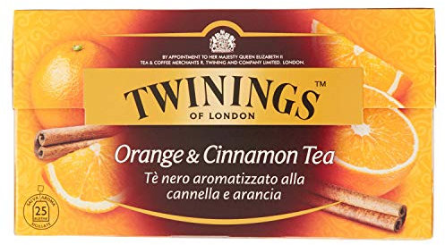 Twinings, Tè Nero Aromatizzato all'Arancia e Cannella, Sapore Avvolgente, con Caffeina, Infusi e Tisane, 4 Confezioni da 25 Filtri