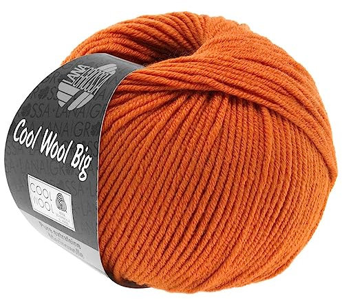LANA GROSSA Cool Wool Big | Extrafeine Merinowolle waschmaschinenfest und filzfrei | Handstrickgarn aus 100% Schurwolle (Merino) | 50g Wolle zum Stricken & Häkeln | 120m Garn FB 970