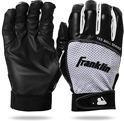 Franklin Sports MLB Teeball Flex Series Schlaghandschuhe, Franklin Sports Teeball Flex Series Batting Gloves - Black/White - Youth Medium, schwarz / weiß, Jugend Medium