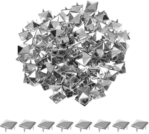 WedDecor 100pcs Square Pyramid Rivets 9mm Silver Punk Nail Head Studs Four-Jaw Studs Spikes Metal Leather Rivets for Decorating Belts, Bags, Shoes, Leathercrafts, Punk & Goth Fashion Accessories | Four-Jaw Studs Spikes Metal Leather Rivets for Decorating Belts, Bags, Shoes, Leathercrafts, Punk & Goth Fashion Accessories