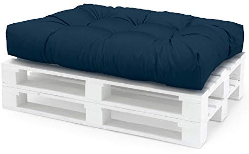 Spatium Palettenkissen Set abnehmbar Bezug wasserdicht gesteppt Palettenauflage Palettenpolster Palettensofa Palettenmöbel Dunkelblau Sitzkissen 120x80x15