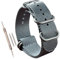 MZBUTIQ 28mm Grau Uhrenarmband Nylon Ersatz Extra Lang für Herren Matte Silberne Schnalle 5 Ringe
