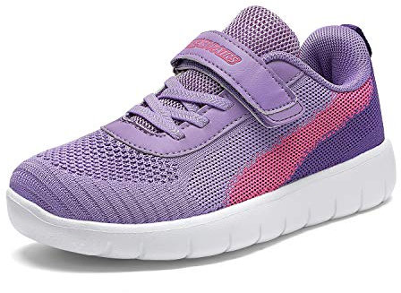 DREAM PAIRS Scarpe da Ginnastica per Ragazzi e Ragazze Scarpe da Ginnastica per Bambini Tennis Scarpe da Corsa Traspiranti Scarpe Sportive,Size 31,Viola/Fucsia,Zoom-K