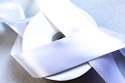 CaPiSo 50m Mega-Rolle Satin-Schleifenband 40mm Geschenkband Dekoration Dekoband Satinband (Weiss)