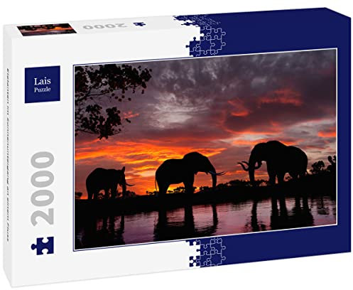 Lais Puzzle Elefanten im Sonnenuntergang an einem Fluss 2000 Teile