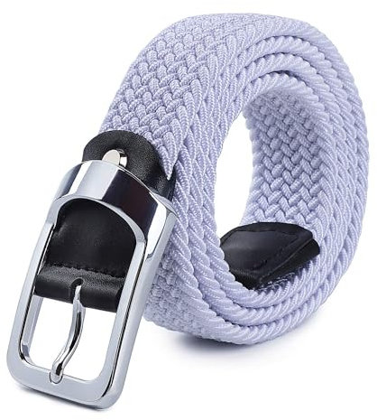HANCHAO Stretchgürtel Flechtgürtel Elastische Stoffgürtel Geflochtener Unisex Gürtel für Damen und Herren Breit 3.5cm Weiß 90cm