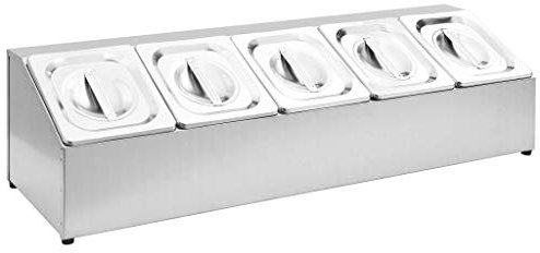 pedkit Soporte Bandeja Gastronorm Catering Baño María con 5 Bandejas 1/6 Acero Inoxidable para Restaurantes, Hoteles, Fiestas