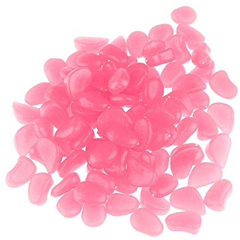 550 Pcs Glow in The Dark Garden Stones Pebbles, Gardening Luminous Glow Stones Outdoor Decor Glowing Water Fish Tank Gravel (Pink)