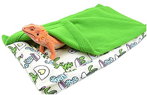Bartagamenbett, Reptilien-Schlafsack mit Kissen und Decke, kleines Haustier, warmes Versteck für Hamster, Eidechsen, Bartagamen, Grün