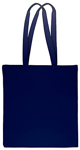 SAKETOS 1 Stück Stofftasche 38 x 42 cm - Tote Bag Dunkelblau - Stoffbeutel zum Bemalen Unbedruckt - Baumwolltasche mit Zwei Langen Griffen - Tragetasche, Einkaufstaschen