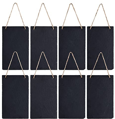 Navaris 8x Schiefertafel zum Aufhängen vertikal - 25x15cm Schiefer Kreidetafel Set klein - Tafel Schieferplatte zum Beschriften - Wand Notiztafel