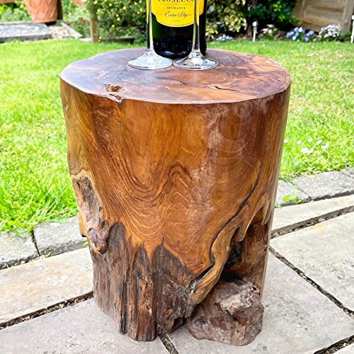 Darthome Teak Root Block Table Round Stool Hand Carved Wood Side End Lamp Furniture Stand