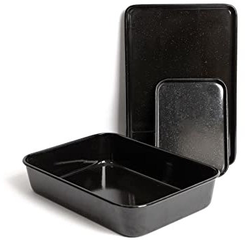 MasterClass 3 Piece Vitreous Enamel Bundle of Baking Trays and Roasting Pan