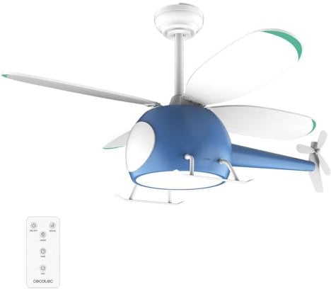 Cecotec Ventilador de Techo con Luz EnergySilence Aero 4600 Helicopter. Motor DC de 36W, Luz LED de 32W, Diámetro 39, 4 Aspas, 6 Velocidades, Temporizador hasta 8 horas, Función Winter/Summer