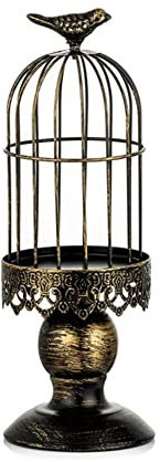 JAWSEU Vintage Kerzenhalter Vogelkäfig Deko, Kerzenleuchter Metall, Dekorativer Aushöhlender Kerzenhalter, Dekoration Kerzenhalter für Hochzeit Wohnzimmer Tischdeko