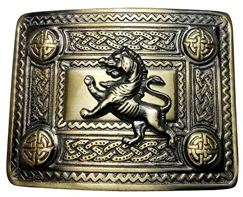 Herren Schottische Kilt Gürtelschnalle Keltischer Knoten 4 Demo Arbeit mit Distel Freimaurer Hirschkopf Walisische Drache Harfe Irische Kleeblatt Löwe Rampant Antik Finish Kilt Gürtel für Schnalle,