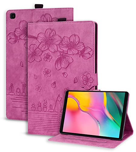 Succtopy Coque Galaxy Tab A 10.1 Pouces 2019,PU Cuir Cover Tablette Housse de Protection Samsung Tab A 10.1 2019,Porte-Crayons Portefeuille Tablet Étui Galaxy Tab A 10.1 2019 SM-T510/T515,Rose Rouge