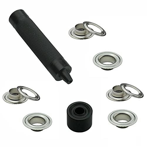 ISTA TOOLS Set Einschlagstempel Plus 50 Stück Ösen DIN 7332 inklusive Scheiben LKW-Planen, Werbe Banner oder stabile Stoffe (Edelstahl V2A, 16 mm)