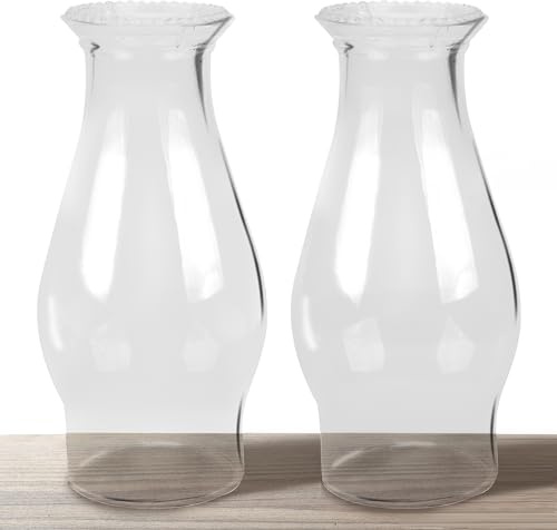 RAHATA Oil Lamp Chimney Hurricane Lamp Glass Replacement Clear 3 Inch Base for Kerosene Lamp Shade(Wave Style 2P)