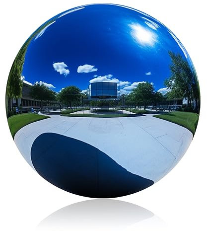 Mageeki 30,5 cm große Edelstahl-Kugel, Gartenbeobachtungskugel, Spiegelkugel, polierte glänzende Kugel für Garten, Hof, Outdoor, Schwimmbad-Dekoration (blau)
