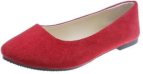 Women's Ballet Flats Pumps Ballerina Elastic Low Wedge Sandals Round Toe Comfy Dolly Shoes Slip On Work Office Ladies Shoes Red
