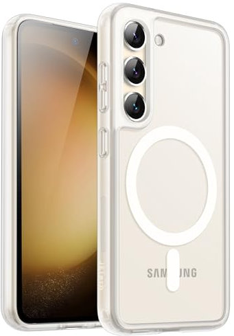 JETech Magnetisch Hülle für Samsung Galaxy S23 5G 6,1 Zoll, Kompatibel mit MagSafe, Transluzente Matt Rückseite Stoßfeste Handyhülle (Translucent)