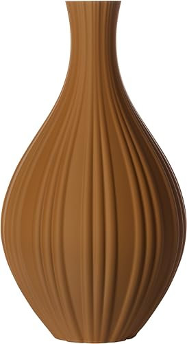 3D Vase Dekovase Alva XL 38cm Bodenvase Deko Vase Pampasgras Trockenblumen (Braun)