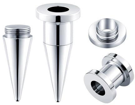 Longbeauty 8G-13/16 Edelstahl Ohr Dehnstäbe Tapers Plugs Tunnels Ohrpiercing Ohrdehner Ohrstrecker Stretching Kit, Silber, Stil B, 5MM