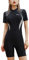 MEILONGER Damen Surfanzug Badeanzug mit Reißverschluss Einteiler Rashguard Bademode Surfen Schwimmanzug Badebekleidung mit Badehose und Boyshort(Schwarz,L)