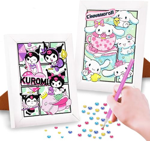 Cartoon Diamant Painting DIY,Diamond Painting Kinder 2 Stücke, Diamond Painting Zubehör mit Bilderrahmen,5D Diamant Painting Bilder Anime,Diamond Painting Bastelset Kinder für Kinder Anfänger(22x17cm)