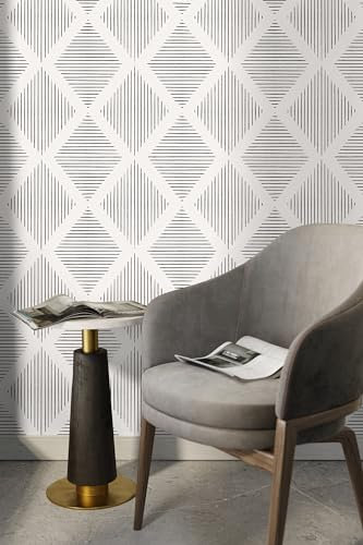 Fchen art Tapete zum Abziehen und Aufkleben, abnehmbare Tapete, moderne Streifen, zum Abziehen und Aufkleben, beige und weiß, Kontaktpapier, abnehmbares Kontaktpapier für Heimdekoration, 45 x 300 cm