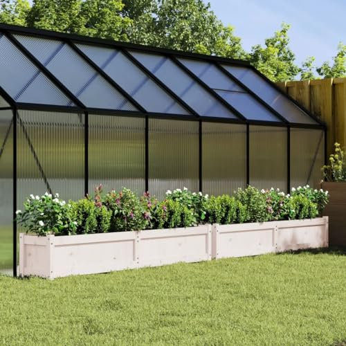 ShCuShan Pflanzkübel 2 STK. Blumenkasten PflanzgefäßE FüR Draussen PflanzenküBel Weiß Massivholz Kiefer - 837497