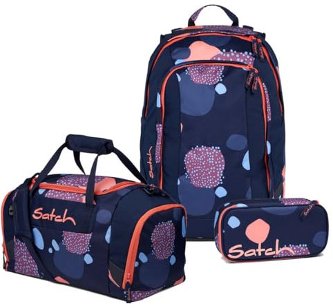 satch Air Schulrucksack Set 3tlg. inkl. Schlamperbox und Sporttasche (Coral Reef)