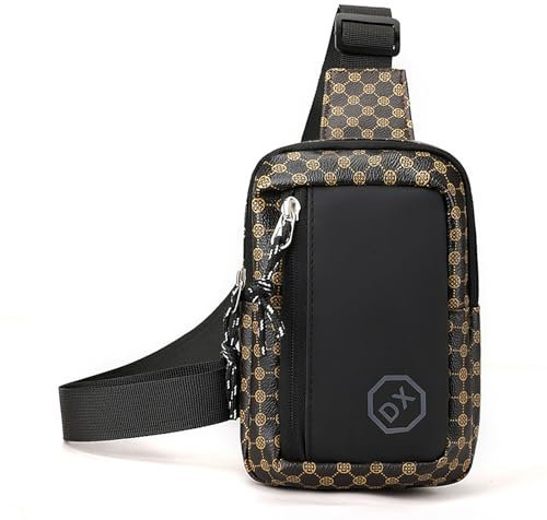 Long Keeper Kunstleder Sling Bag Brusttasche, Klein Umhängetasche Damen Herren Schultertasche Sling Tasche Wasserdicht Schulter Handytasche Für Reisen Outdoor