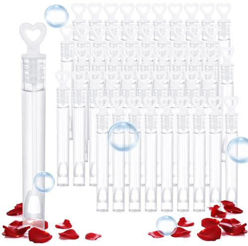 Bolle Di Sapone Matrimonio, 50X Wedding Bubbles Con Manico A Cuore, Bolle Di Sapone Bambini, Bolle Di Sapone Gadget Compleanno Bambini, Bianco Bolle Sapone Gadget Per Matrimonio, Feste, Compleanno