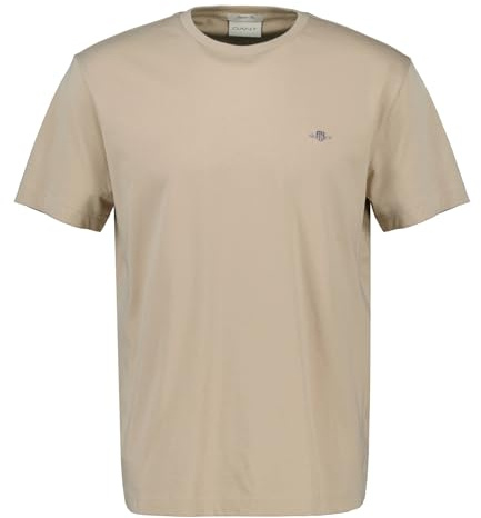 GANT Herren T-Shirt - REGULAR SHIELD, Rundhals, kurzarm, Baumwolle, Stickerei Beige (Dry Sand) 2XL