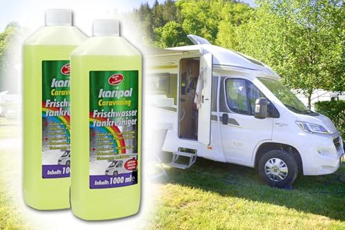 BISOMO 2X Abwassertank Reiniger Sanitärflüssigkeit 1L, Frischwassertankreiniger Karipol gegen Gerüche für Grauwasser Wohnmobil Boot Camping Chemietoilette, löst Kalk, biologisch abbaubar
