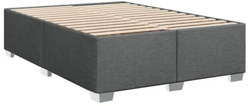 vidaXL Bettgestell, Bett mit Bettfüße Lattenrost, Polsterbett für Schlafzimmer, Doppelbett Bettrahmen, Modern, Dunkelgrau 140x200cm Stoff